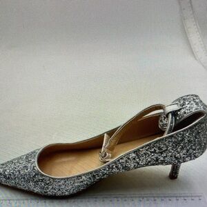 Clarks Glittering Silver Heels with Bow
